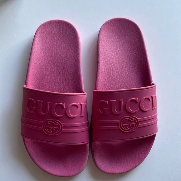 Gucci Shoes - Gucci Pink Rubber Slides